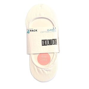 Hue Classic Cotton Liner, No Show, 4 Pack, One Size, NWT
